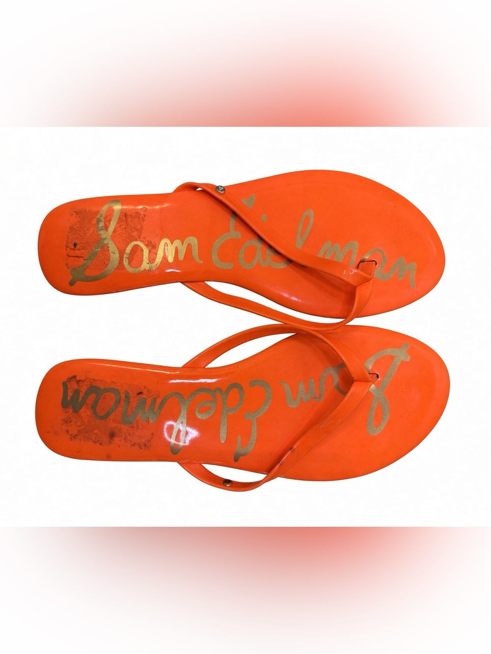 Sam Edelman Oliver Orange Jelly Flip flops Size 8
